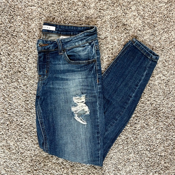 eunina Denim - eunina women’s low rise distressed skinny jeans